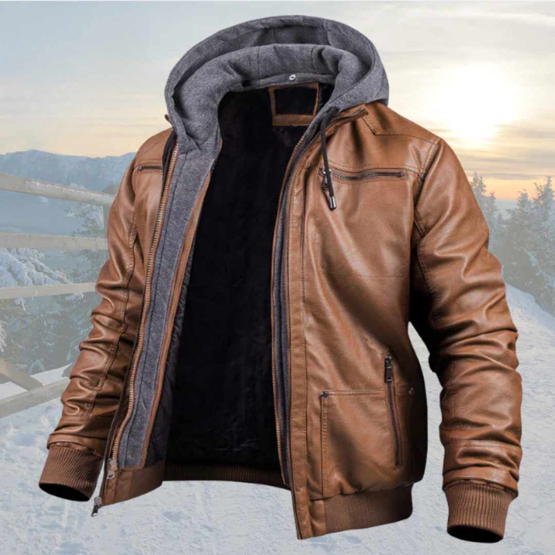 Dani™ | Chic Leather Coat with Hood