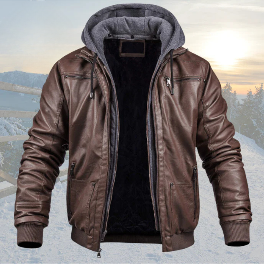Dani™ | Chic Leather Coat with Hood