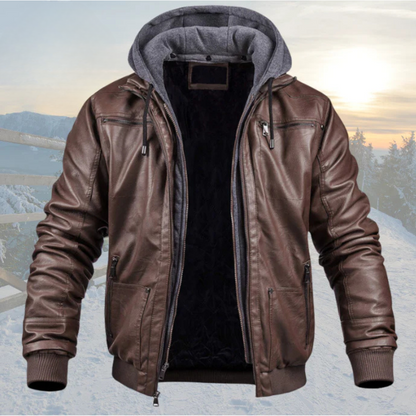 Dani™ | Chic Leather Coat with Hood
