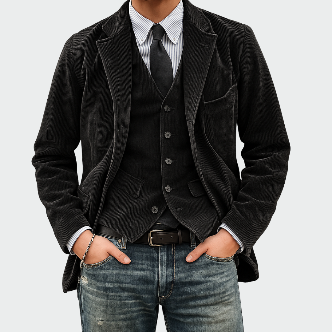 Tommy™ | 2-Piece Set: Velvet Blazer and Vest