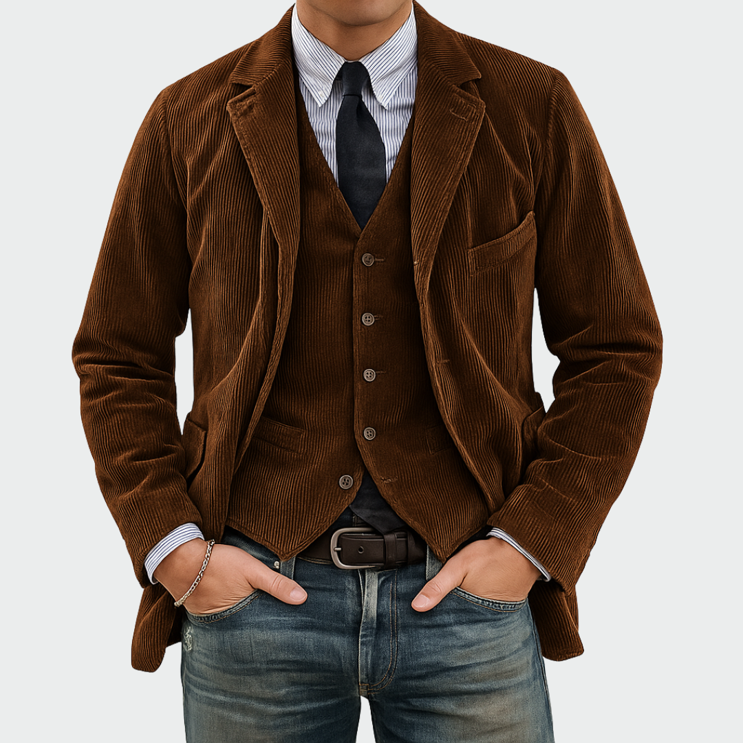 Tommy™ | 2-Piece Set: Velvet Blazer and Vest