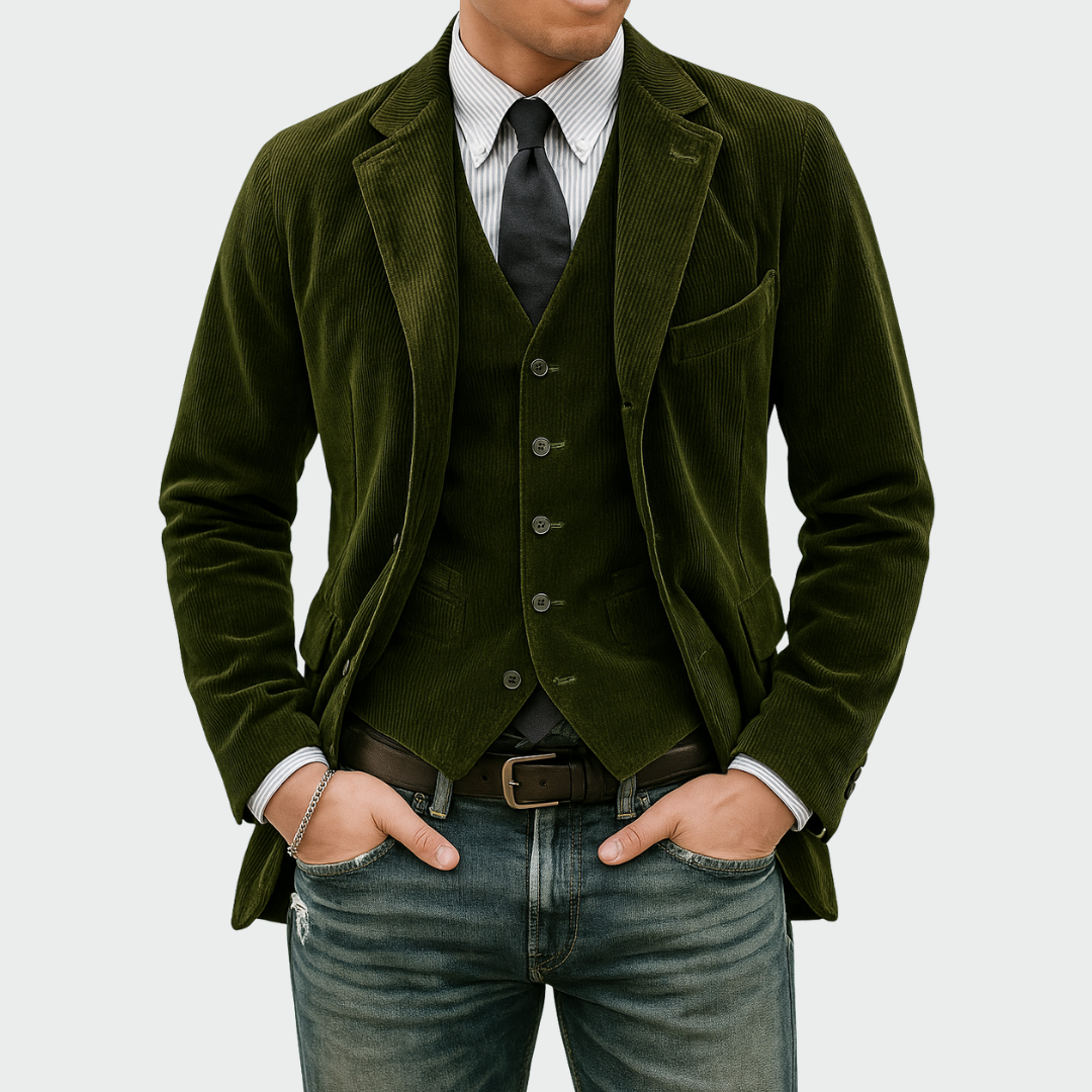 Tommy™ | 2-Piece Set: Velvet Blazer and Vest